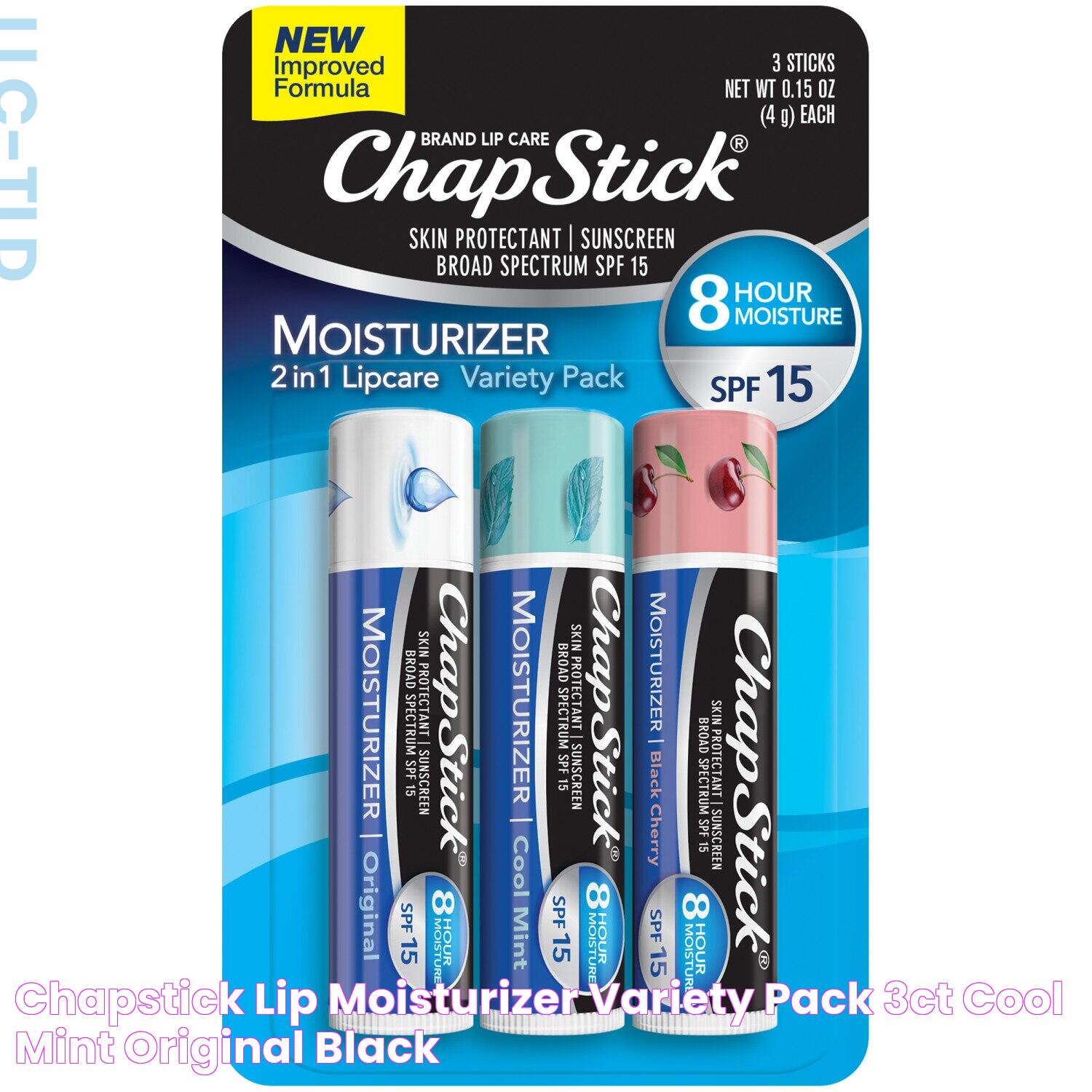 ChapStick Lip Moisturizer Variety Pack 3ct (Cool Mint, Original, Black